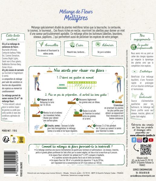 Mélanges de fleurs - Fleurs Mellifères - 25 m² - Mélange de fleurs - MEDIA_PACKAGING_VERSO